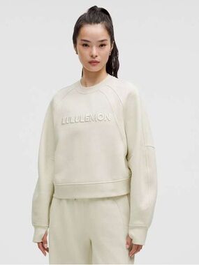 Lululemon Scuba Oversized Pullover Wordmark Cream Large NWT $128 MSRP